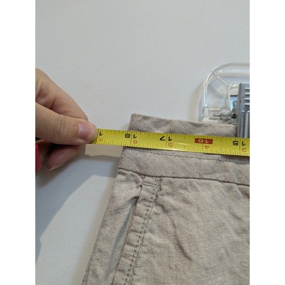 L.L.Bean 100% Linen Straight Leg Chino‎ Pants Women's Size 16 Beige Tan - Picture 5 of 8